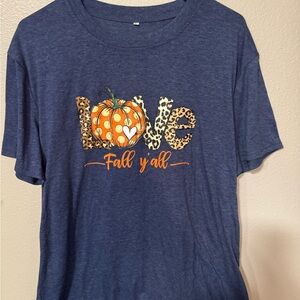 Women's Blue 'Love Fall Y'all' Short Sleeve Tee